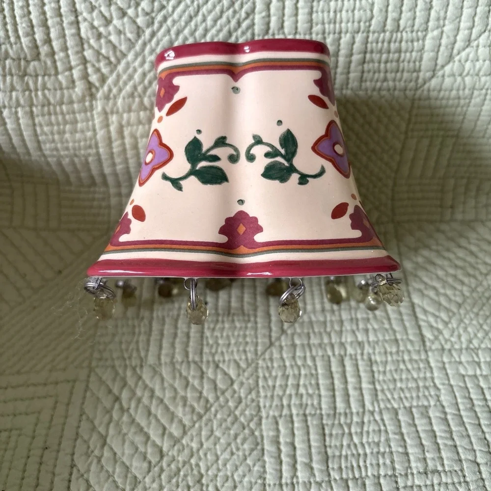 Vintage Bohemian Spice Floral Decorative Partylite Candle Shade w/tassles P7973